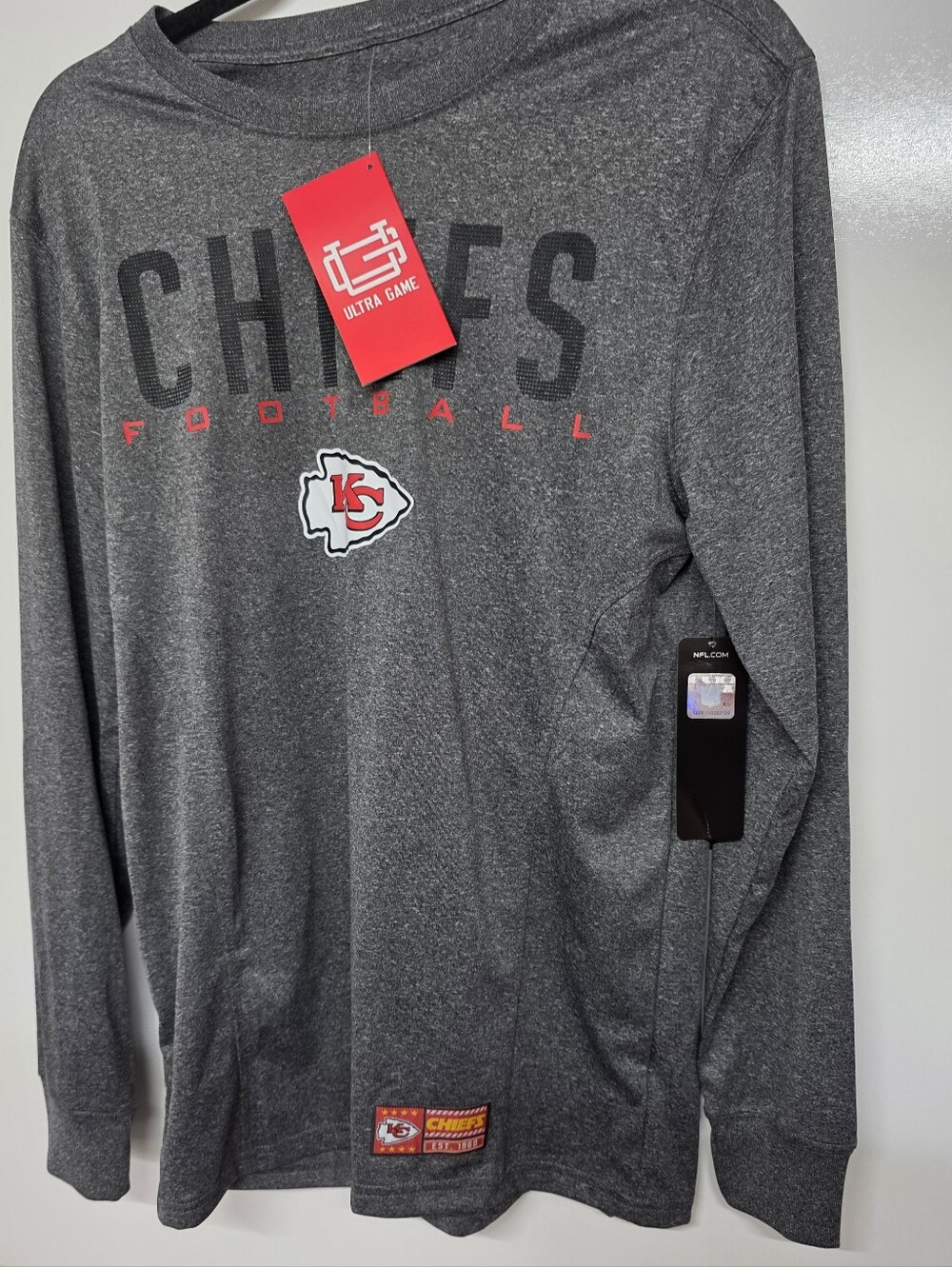 NFL Team Apparel Kansas City Chiefs Longsleeve Gray Crewneck NWT Womens